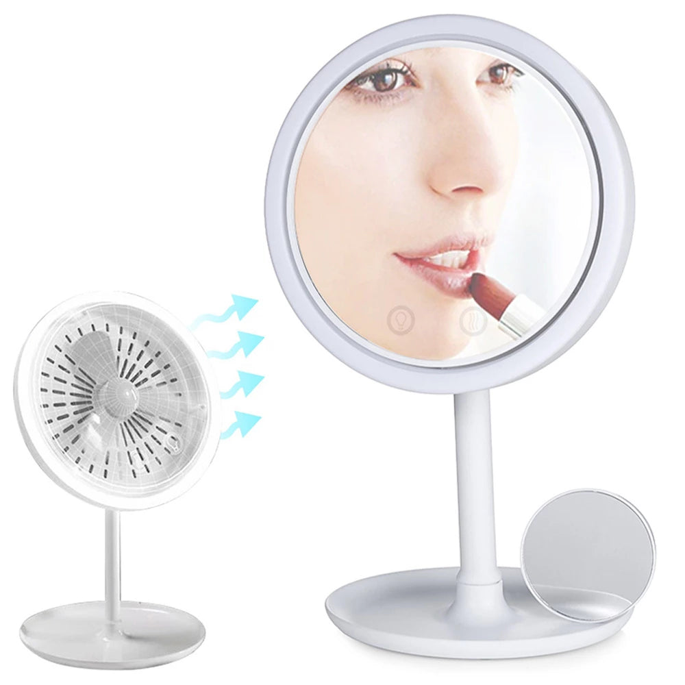 Oglindă Cosmetică cu LED și Ventilator | Reglabilă 360°