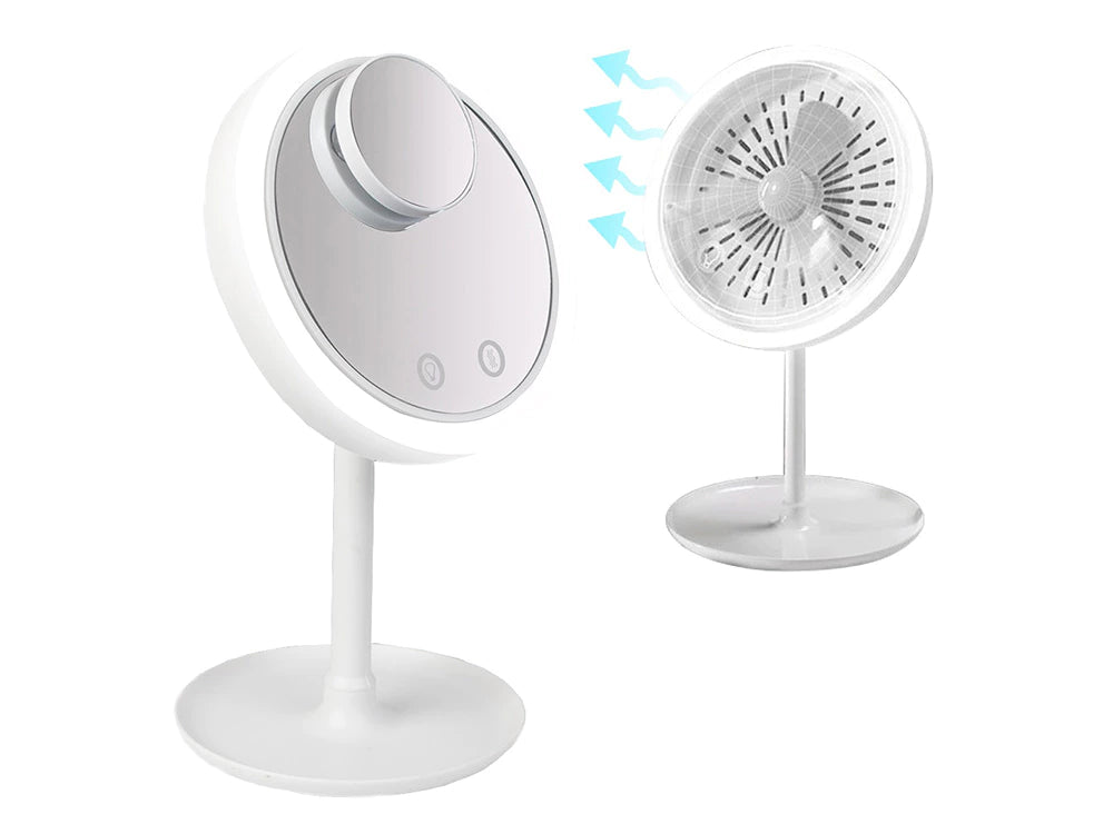 Oglindă Cosmetică cu LED și Ventilator | Reglabilă 360°