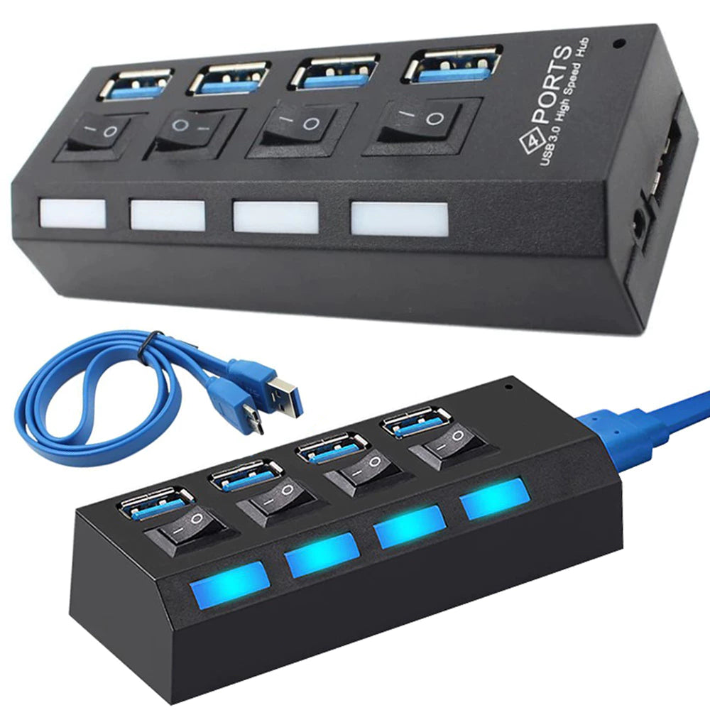 Hub USB 3.0 cu 4 Porturi – Viteză Mare și Compatibilitate Universală