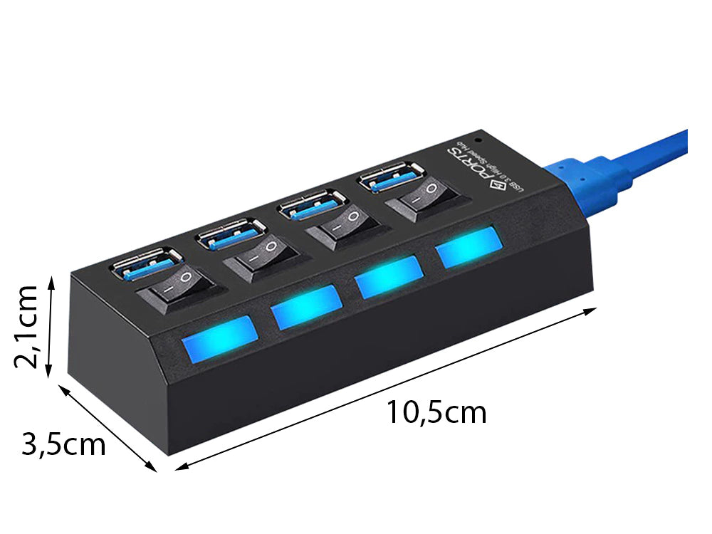 Hub USB 3.0 cu 4 Porturi – Viteză Mare și Compatibilitate Universală