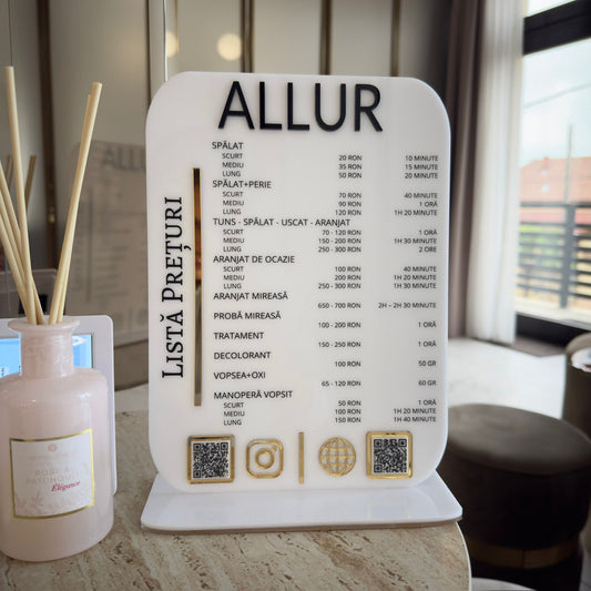 Plachetă Acrilică A4 cu Coduri QR – Design Premium