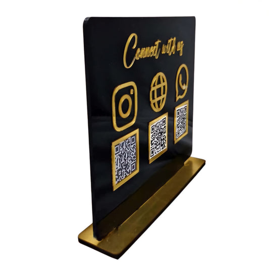 Plachetă Personalizată cu Coduri QR Multiple - Connect With Us - IXERIO