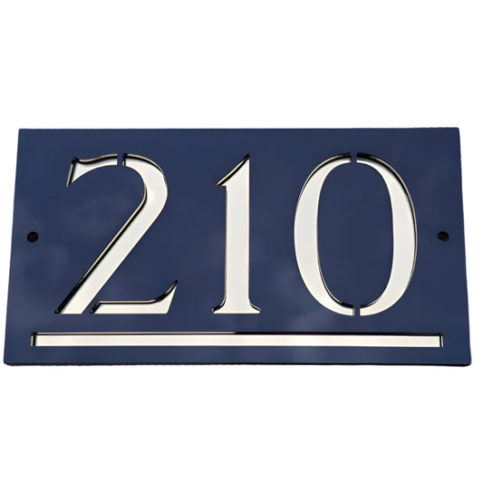 Plăcuță Număr Casă Personalizată – Acrilic Negru Lucios & Auriu Oglindă - IXERIO