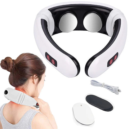 Aparat de Masaj Cervical cu Electrostimulare – Gât, Umeri, Spate