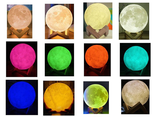 Lampă de veghe Lună 3D – RGB, cu telecomandă, lumină ambientală colorată