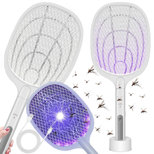 Paletă electrică anti-insecte cu lampă UV – reîncărcabilă, cu suport