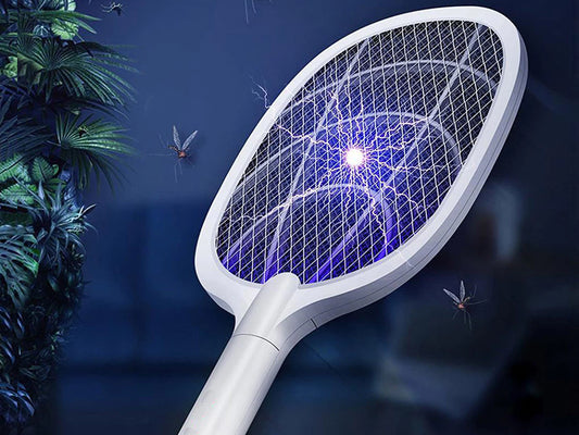 Paletă electrică anti-insecte cu lampă UV – reîncărcabilă, cu suport