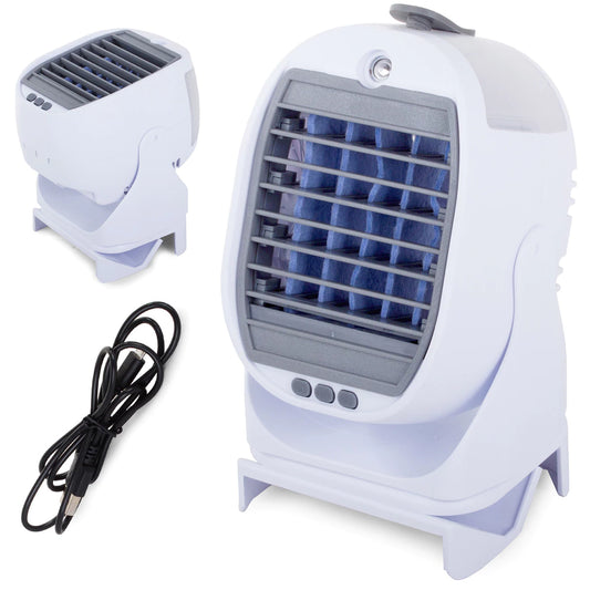 Mini aer condiționat 2 în 1 – Răcitor de aer și umidificator portabil, cu baterie