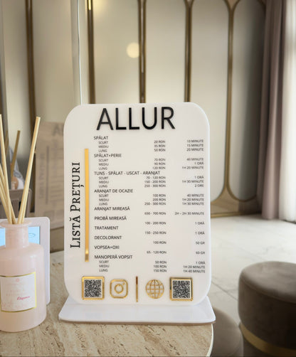 Plachetă Acrilică A4 cu Coduri QR – Design Premium