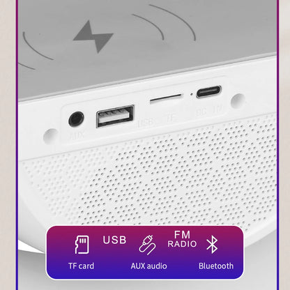 Lampă Gaming RGB cu Încărcare Wireless, Difuzor Bluetooth și Ceas cu Alarmă – 5 în 1
