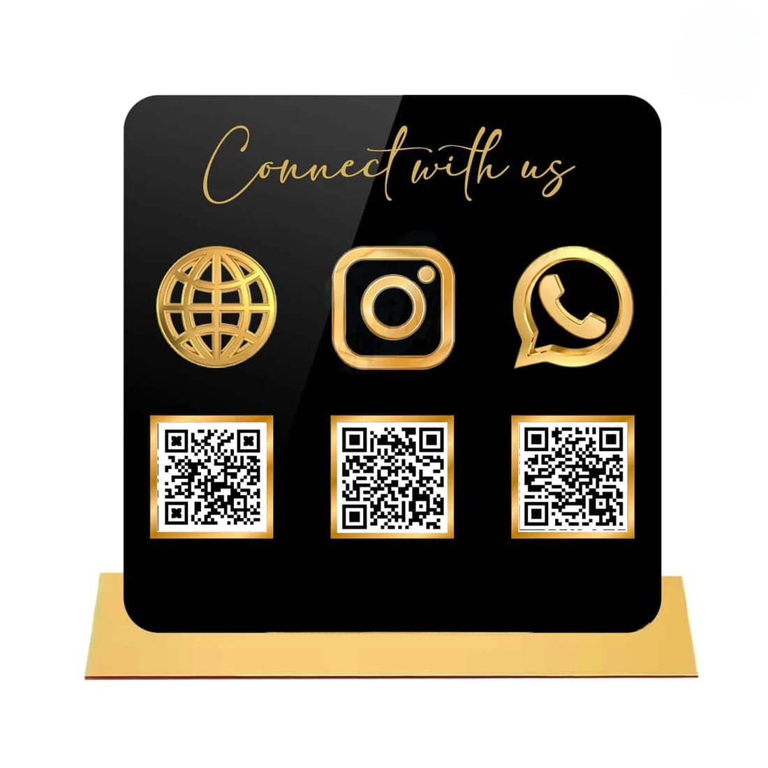 Plachetă Personalizată cu Coduri QR Multiple - Connect With Us - IXERIO