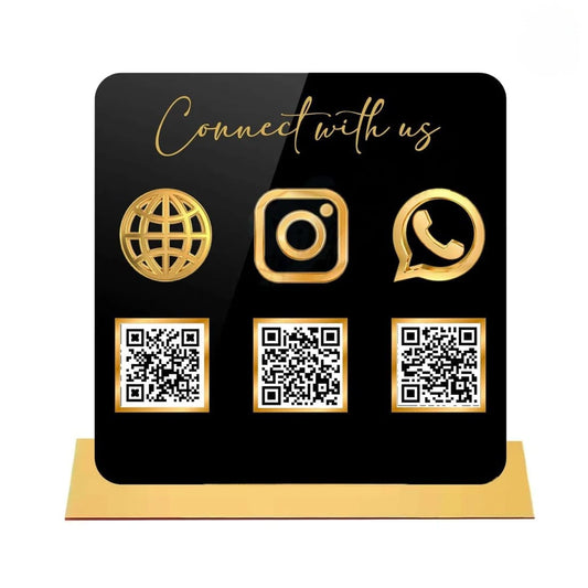 Plachetă Personalizată cu Coduri QR Multiple - Connect With Us - IXERIO