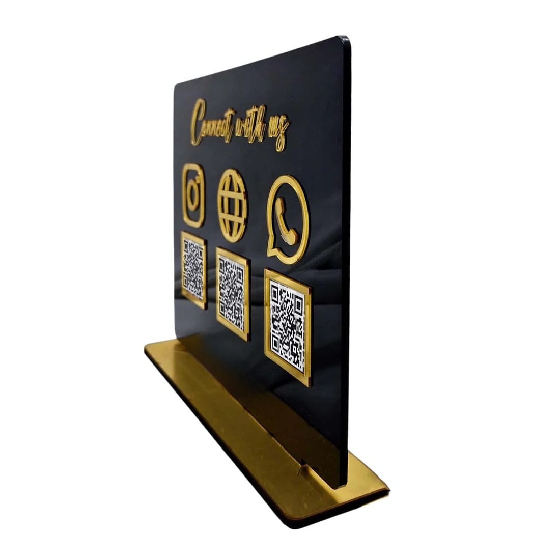 Plachetă Personalizată cu Coduri QR Multiple - Connect With Us - IXERIO