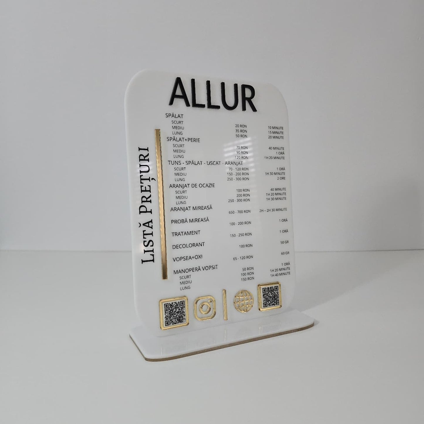 Plachetă Acrilică A4 cu Coduri QR – Design Premium