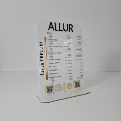 Plachetă Acrilică A4 cu Coduri QR – Design Premium