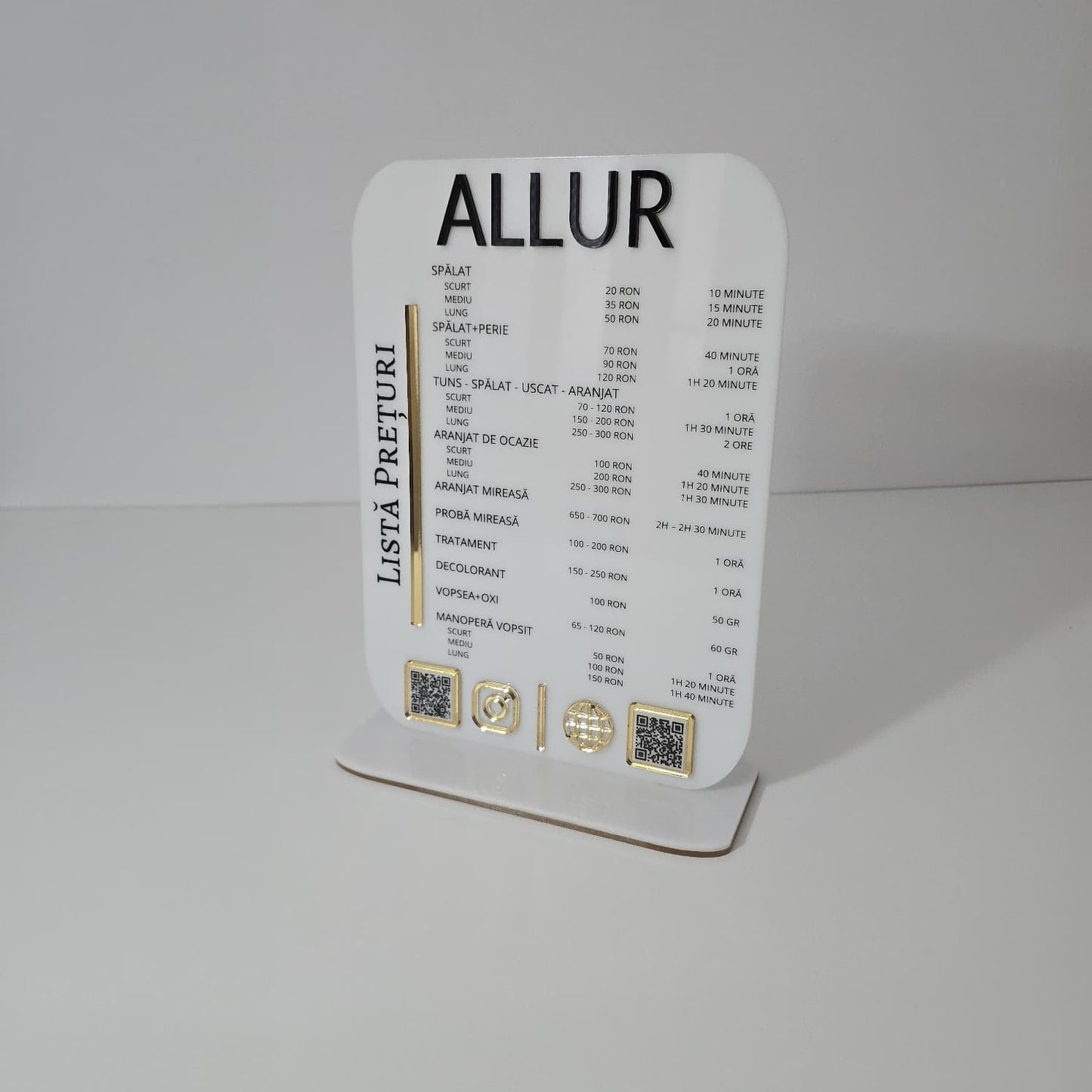 Plachetă Acrilică A4 cu Coduri QR – Design Premium