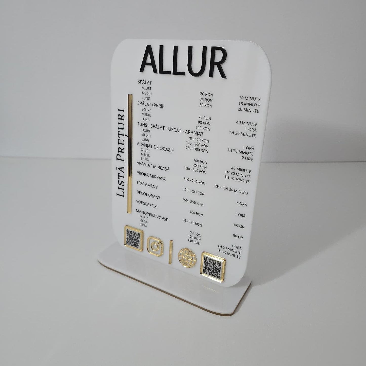 Plachetă Acrilică A4 cu Coduri QR – Design Premium