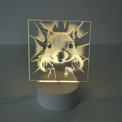 Lampă LED 3D - Veverița curioasă