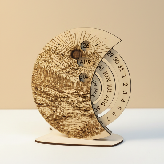 Calendar perpetuu din lemn – Eleganță și funcționalitate în fiecare zi 🌄