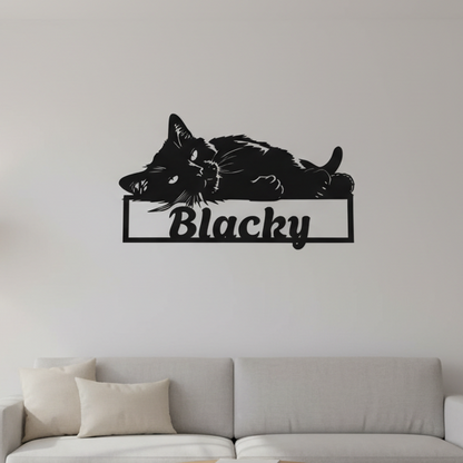 Decorațiune personalizată cu numele pisicii – Din lemn