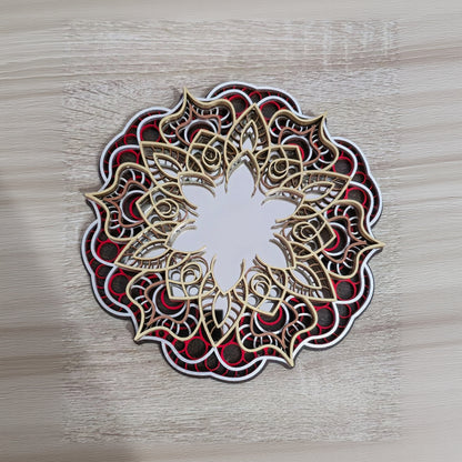 Oglindă decorativă Mandala din lemn – 5 straturi cu oglindă acrilică