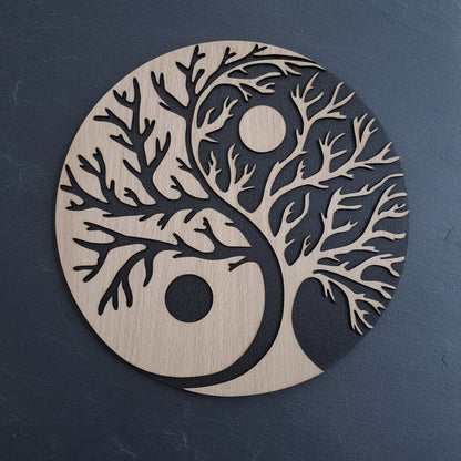 Decorațiune rotundă Yin Yang cu Copacul Vieții