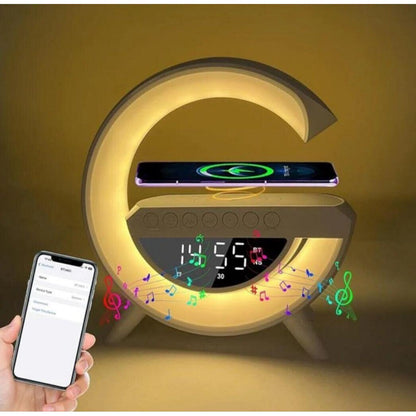 Lampă Gaming RGB cu Încărcare Wireless, Difuzor Bluetooth și Ceas cu Alarmă – 5 în 1
