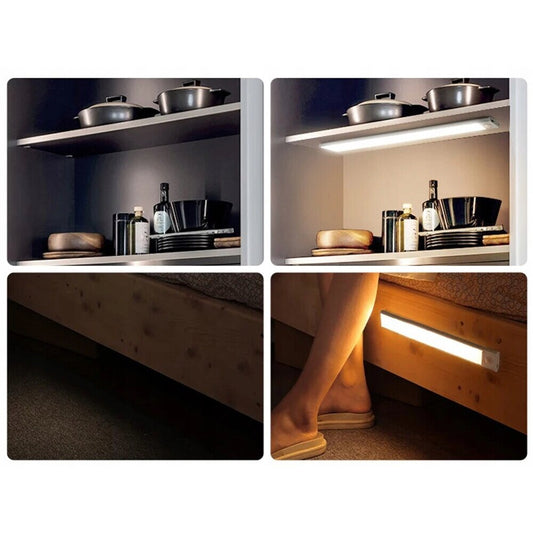 Bandă LED Autoadezivă cu Senzor de Mișcare – 30cm, USB, Culoare Argintiu-Alb